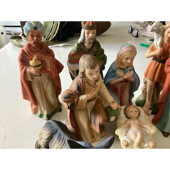 Homco Porcelain Bisque Nativity Complete Set 9 Pieces Vintage #5216 - Picture 4 of 6